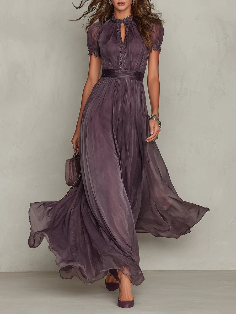 extra long chiffon dress Emerald Green Chiffon Maxi Dress