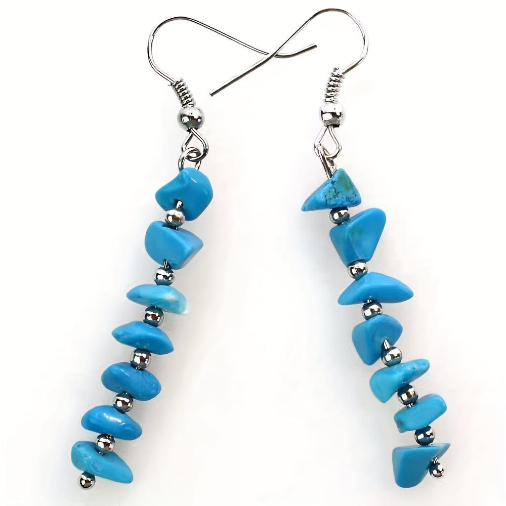 Pendientes colgantes bohemios y coloridos de piedras preciosas naturales