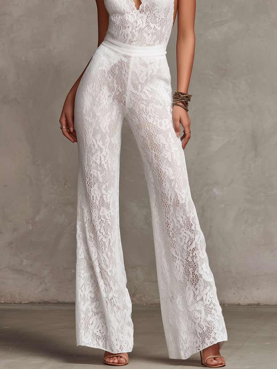 Mono Halter con Encaje y Abertura en la Espalda Isabella