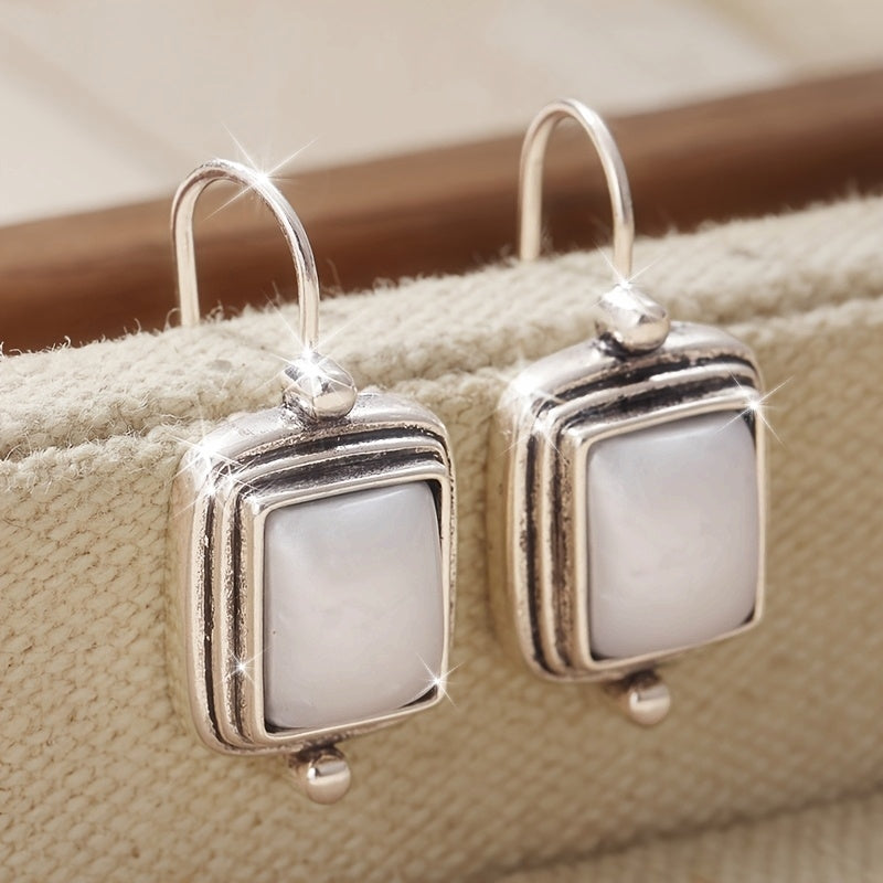 Brincos elegantes boêmios quadrados com pérolas pendentes