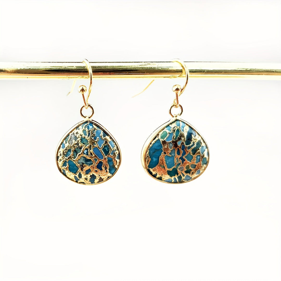 Pendientes bohemios de lágrima con mosaico de turquesa