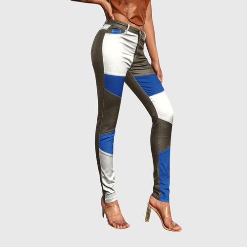 Calliope - Pantalones de tubo con estampado de bloques de color
