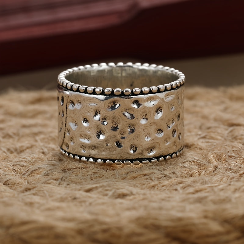 Vintage Handcrafted Silver Plated Wide Band Heart Spinner Ring