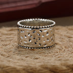 Vintage Handcrafted Silver Plated Wide Band Heart Spinner Ring