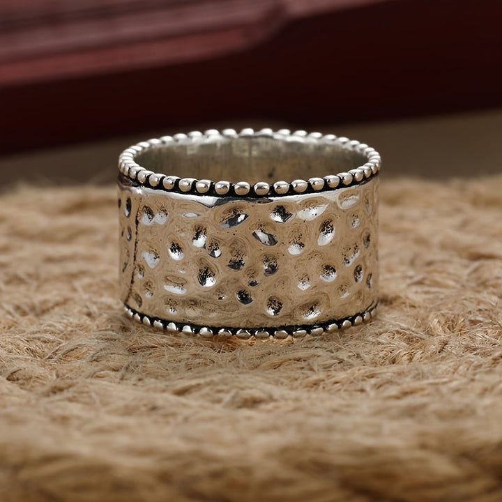 Vintage Handcrafted Silver Plated Wide Band Heart Spinner Ring