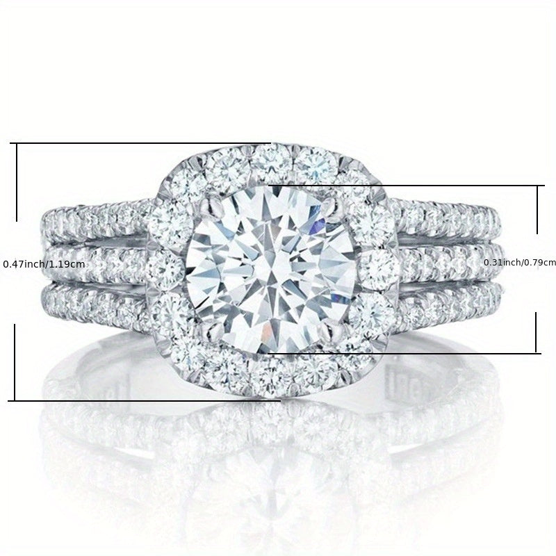 Elegant Zirconia Single Stone Side Micro Pave Rings