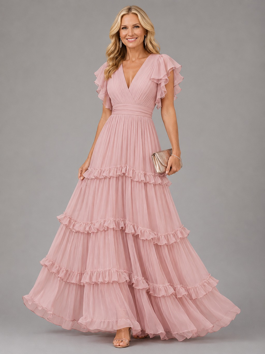 Zoe | Robe de mariée longue élégante rose pâle