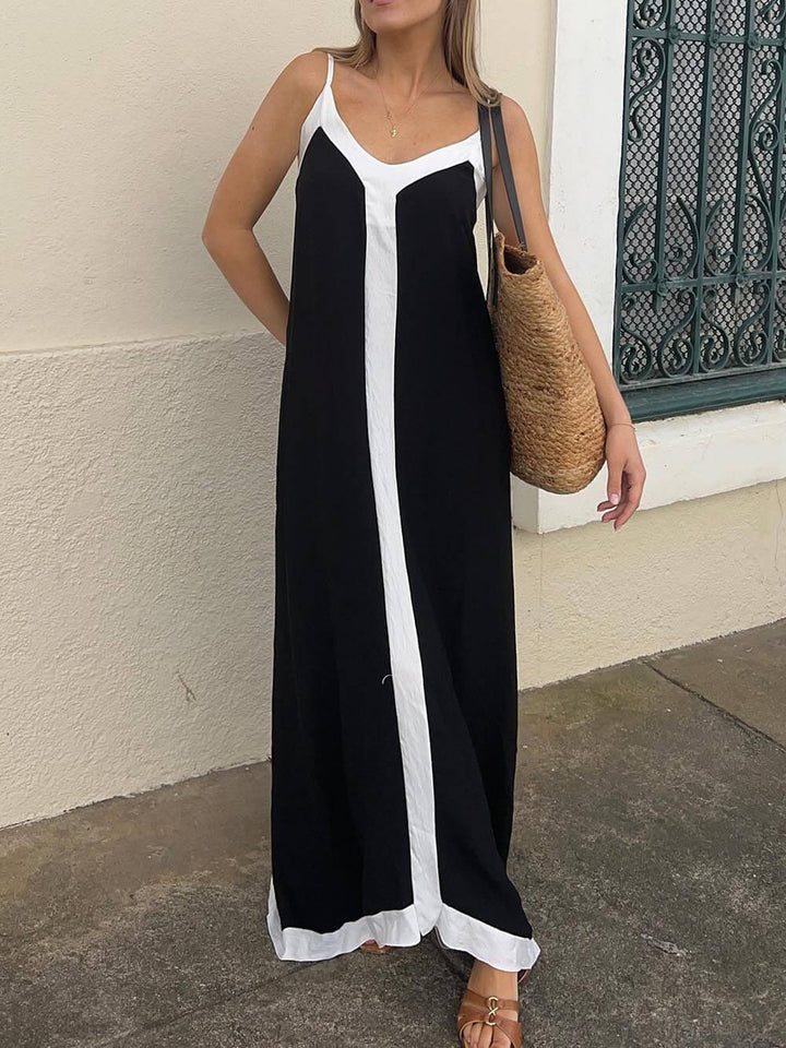 Nancy | Vestido midi color block estilo isla Lavechic