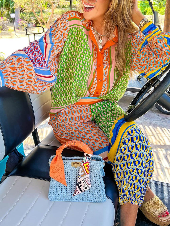 Camisa Celeste con Mangas Abullonadas