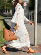 Willow | Vestido midi floral elegante de playa con escote en V
