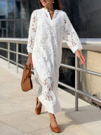 Willow | Vestido midi floral elegante de playa con escote en V