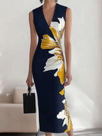 Lily | Vestido midi elegante de estilo glamuroso de playa, oficina y festivales