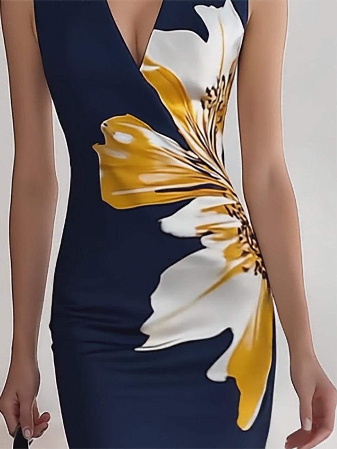 Lily | Vestido midi elegante de estilo glamuroso de playa, oficina y festivales