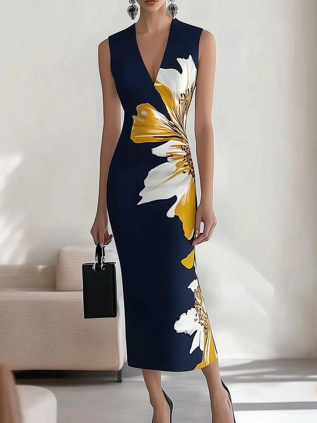 Lily | Vestido midi elegante de estilo glamuroso de playa, oficina y festivales