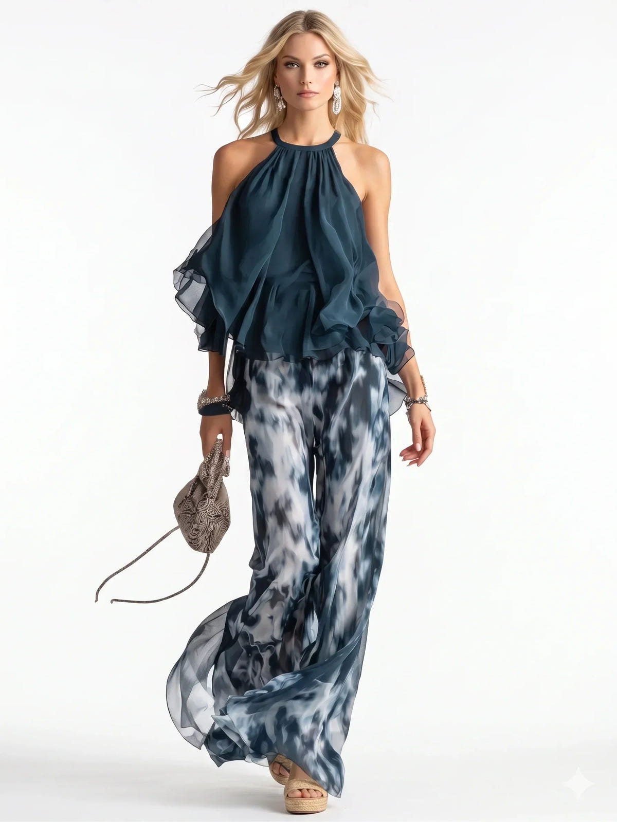Elegante conjunto de dos piezas de gasa