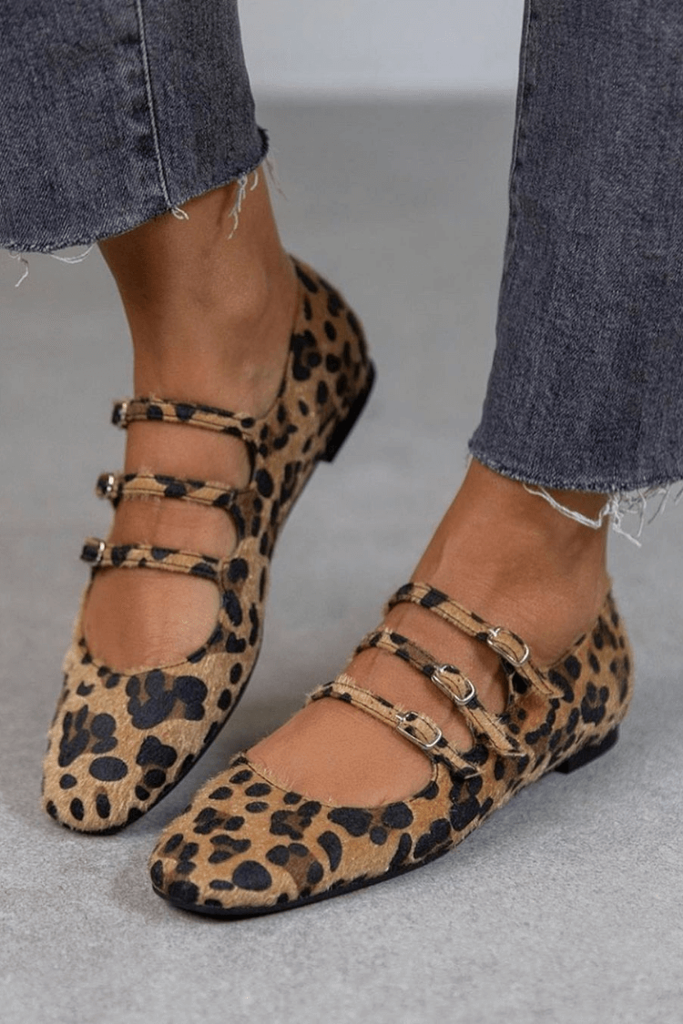 Leopard Buckle Flats