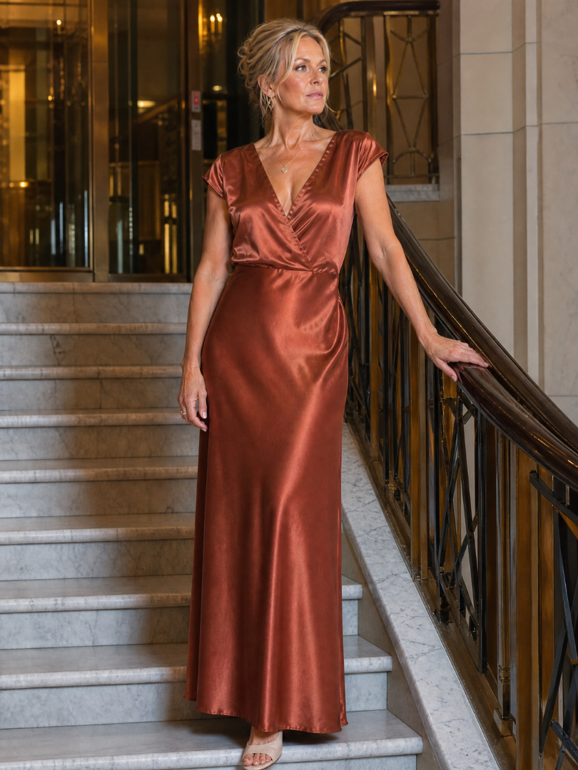 Samouse | Robe longue portefeuille à manches courtes