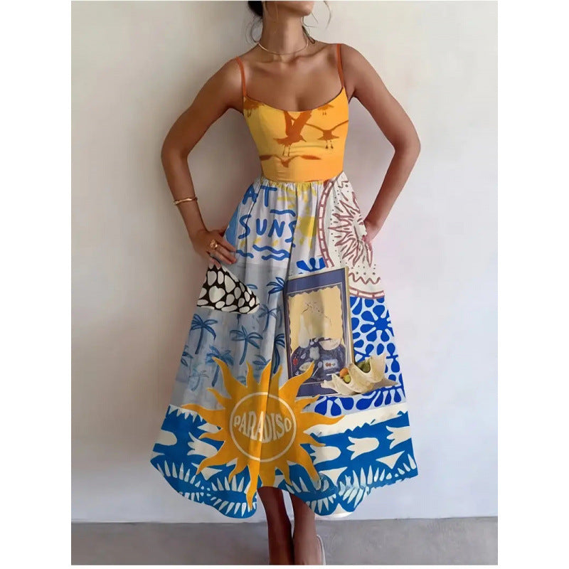 Seraphine | Robe midi Soleil paradisiaque