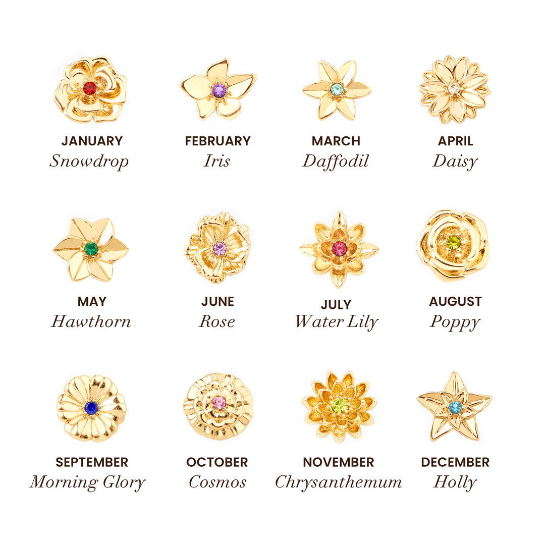 Personalized Birth Flower Bracelet Three-Dimensional Floral Design