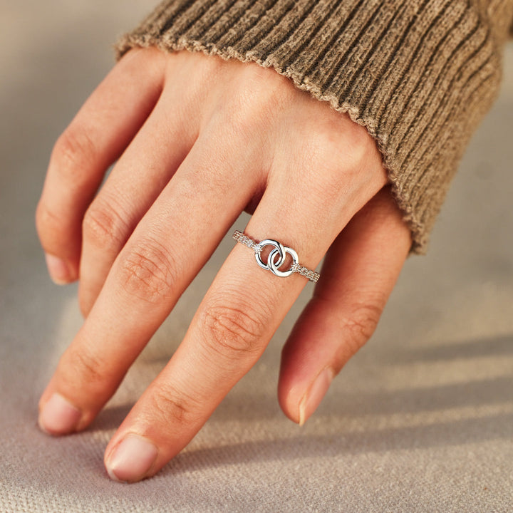 Forever Linked Mother Daughter Interlocking Pavé Ring