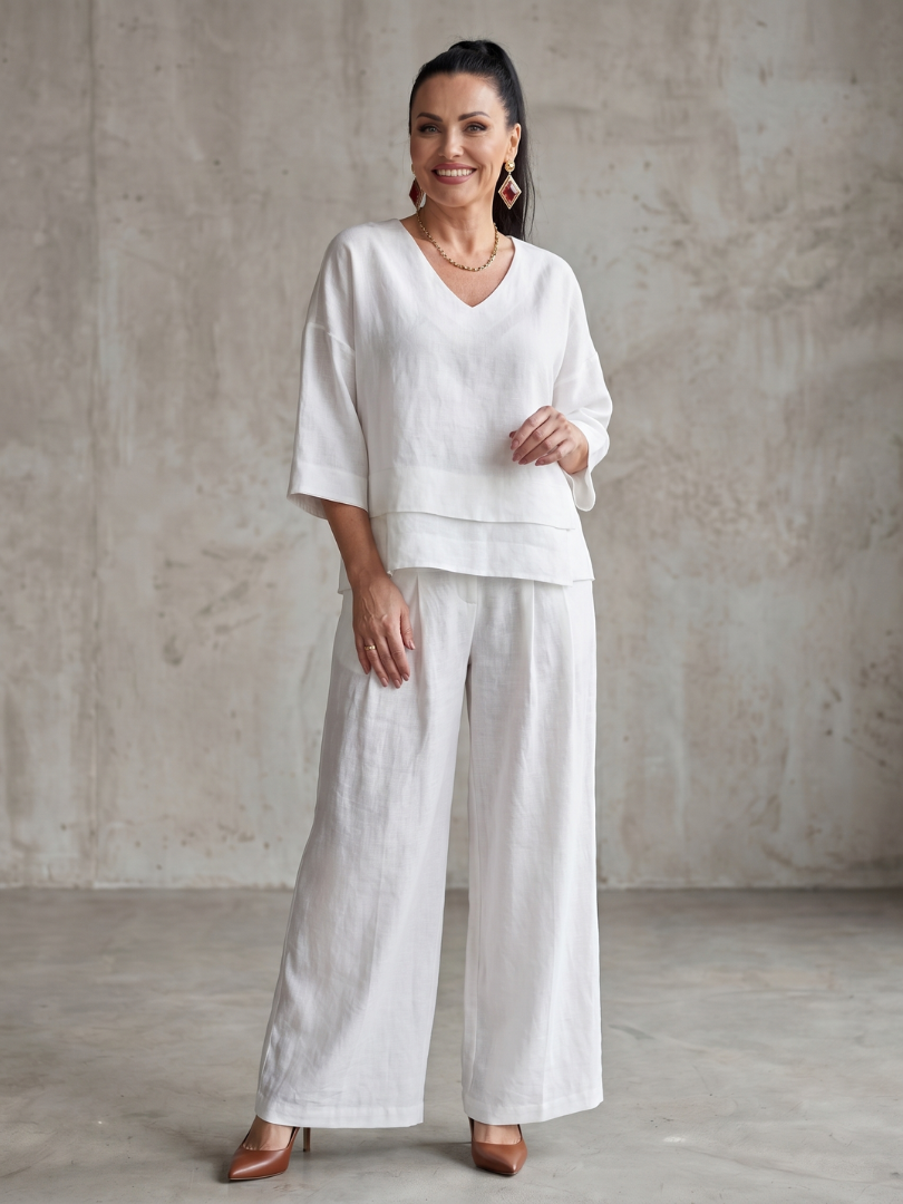 River | Ensemble avec haut superposé et pantalon à jambes larges