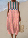 Lily Striped Pastel Midi Dress