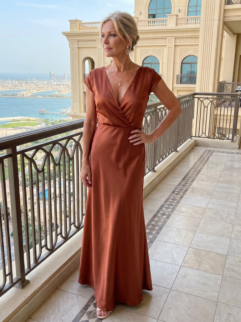 Samouse | Robe longue portefeuille à manches courtes