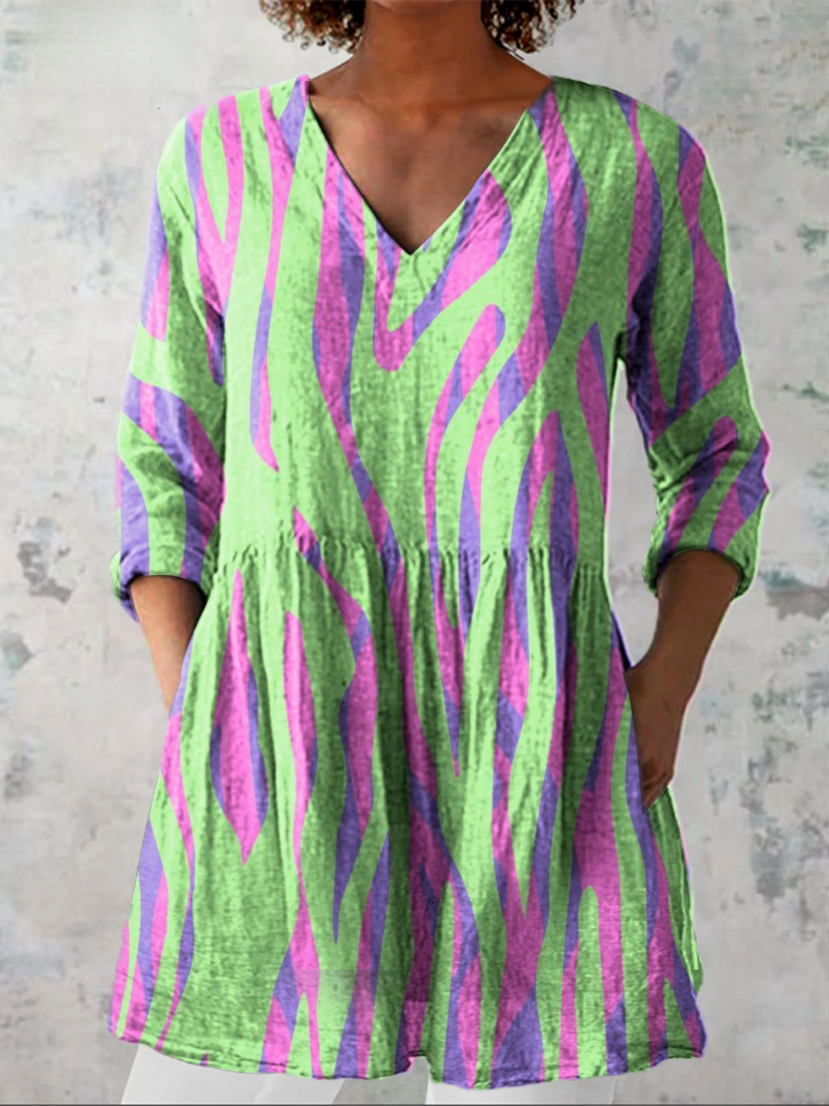 Océane | Blouse longue à col en V