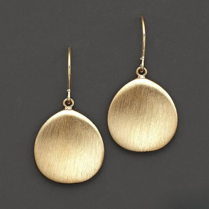 Pendientes retro con diseño de disco de oro  