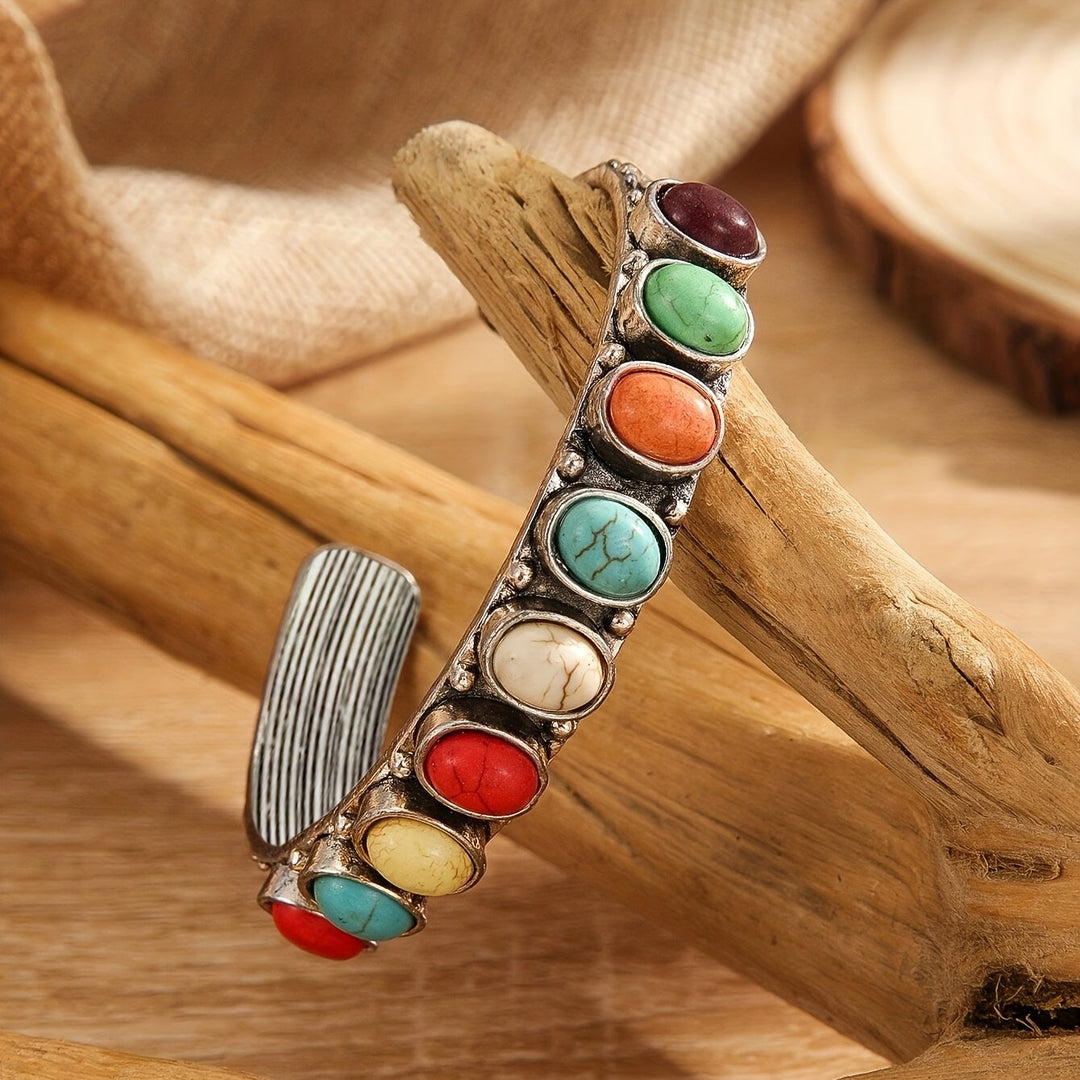 Vintage Style Multistone Turquoise Cuff Bracelet