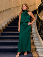 Nopal | Robe midi sans manches à encolure drapée