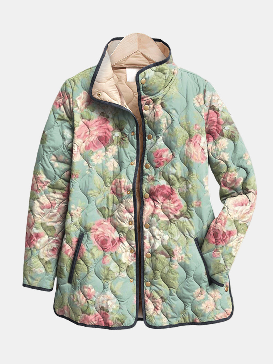 Carys | Chaqueta acolchada retro con estampado floral