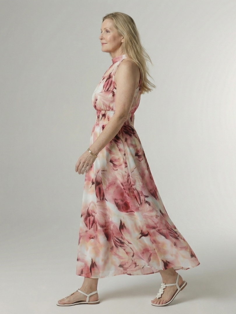 Sylin | Robe midi froncée à col licou