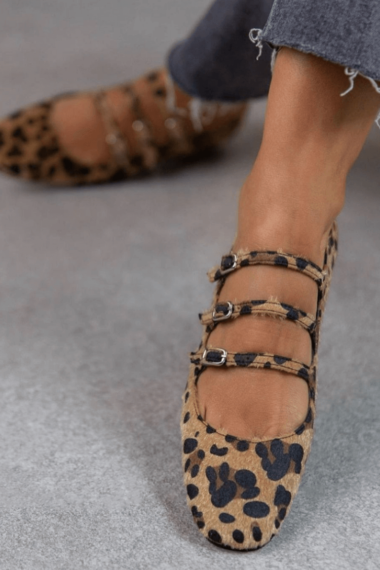 Leopard Buckle Flats