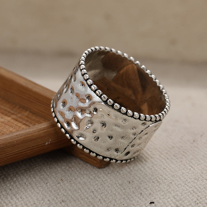Vintage Handcrafted Silver Plated Wide Band Heart Spinner Ring
