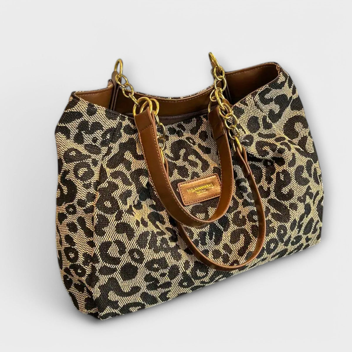 Olivia - Sac cabas en toile à imprimé léopard