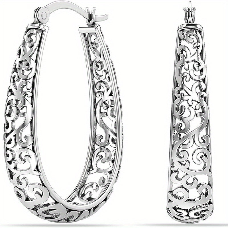 Pendientes de aro elegantes con volutas retro