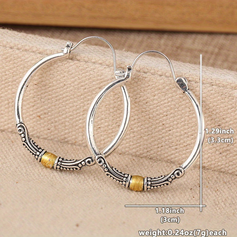 Pendientes bohemios de aro bicolor
