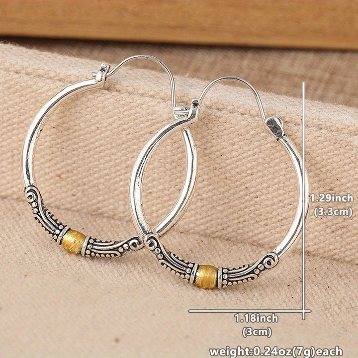 Pendientes bohemios de aro bicolor