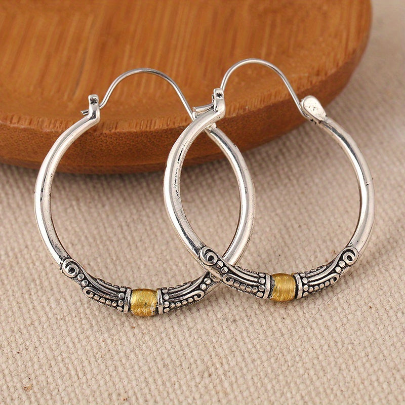 Pendientes bohemios de aro bicolor