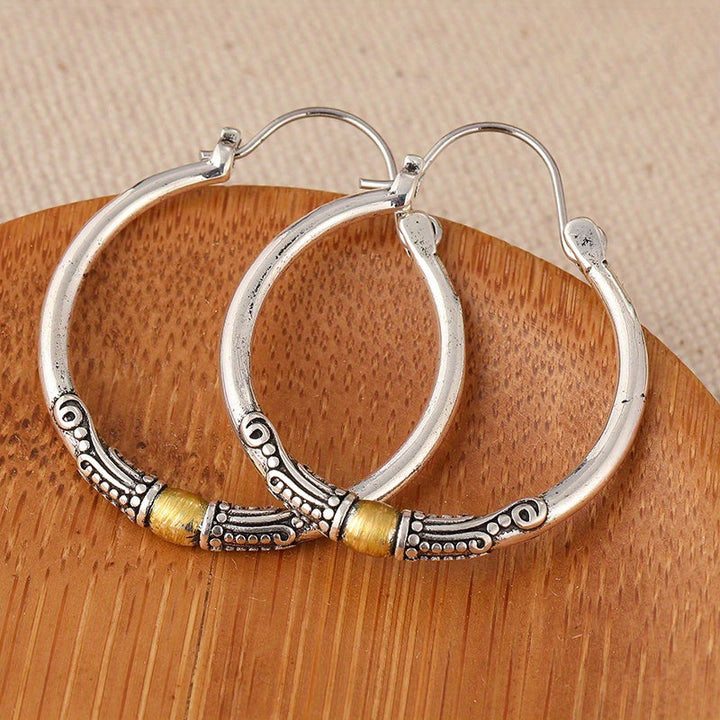 Pendientes bohemios de aro bicolor