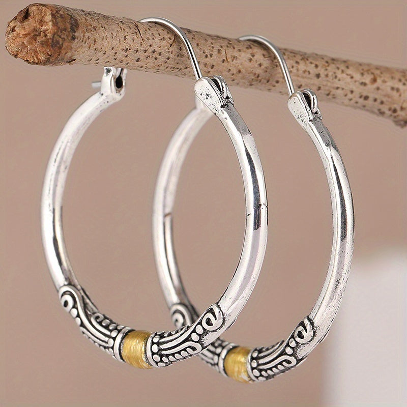 Pendientes bohemios de aro bicolor