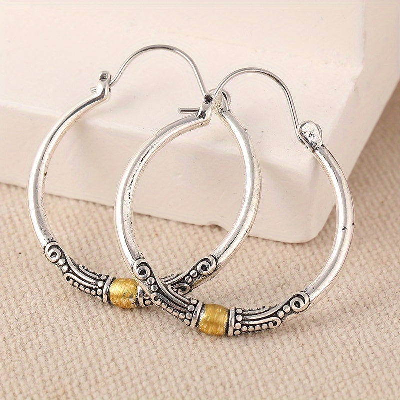Pendientes bohemios de aro bicolor
