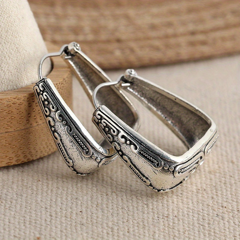 Pendientes de aro geométricos étnicos de estilo bohemio vintage