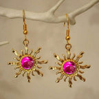 Pendiente colgante acrílico dorado con girasol barroco, estilo bohemio