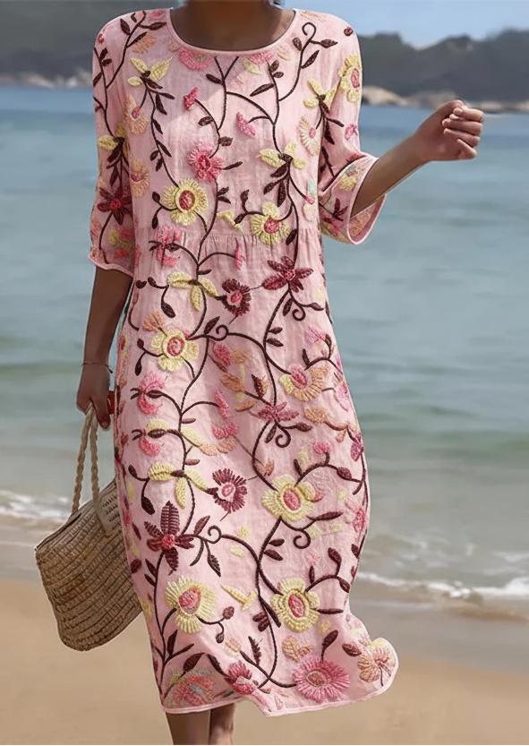Rebecca em rosa | Vestido feminino com estampa floral