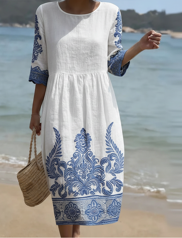 Tiffany en blanc | Robe à imprimé végétal et floral