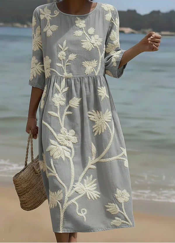 Ashley | Robe midi à imprimé végétal et floral