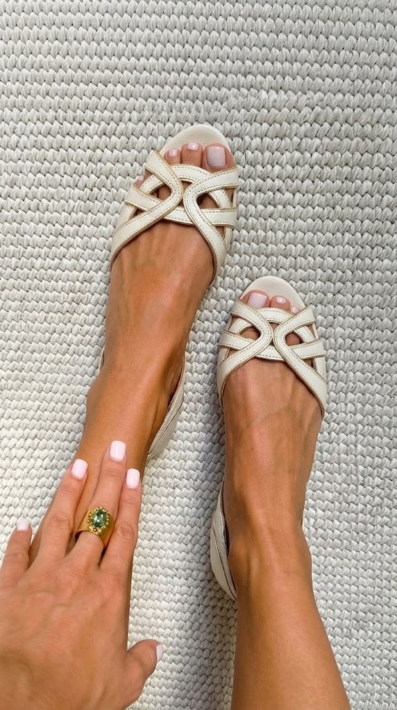 Camilla | Sandales tressées élégantes couleur crème