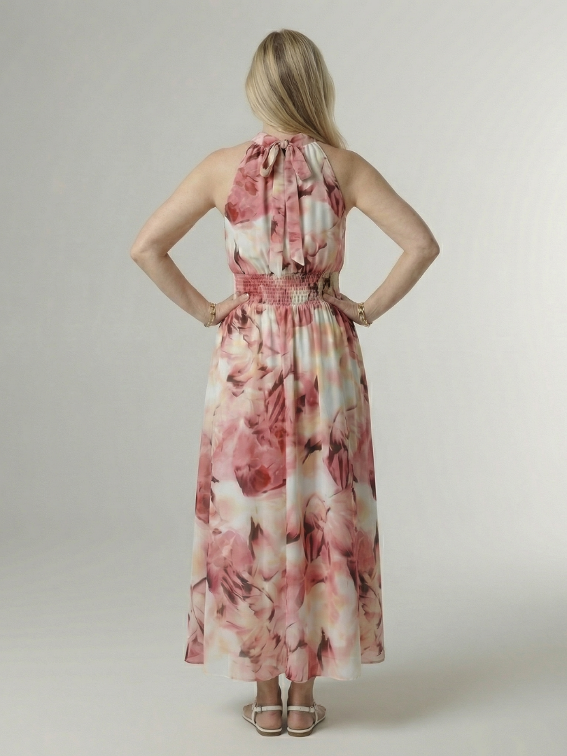 Sylin | Robe midi froncée à col licou
